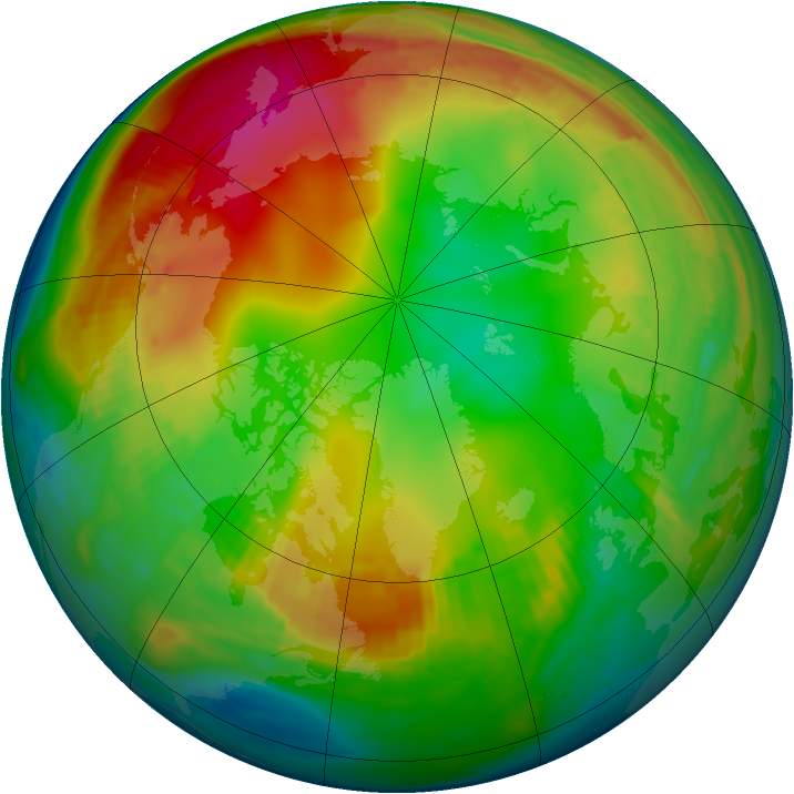Arctic ozone map for 20 January 2001